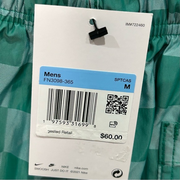 Nike Green Checkered Athletic Shorts NWT - Picture 6 of 6